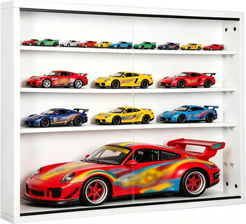 Miniatura 8 de Vitrina de autos de juguete a escala 1/64, vitrina de exhibición de coche fundido a presión, modelo de montaje en pared, gabinete de almacenamiento