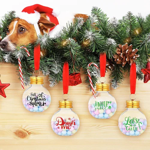 Miniatura 6 de Dingion 12 piezas de adornos de bola de alcohol de Navidad, adornos de árbol de Navidad, bolas de bebida de Navidad, bolas de bebida festivas