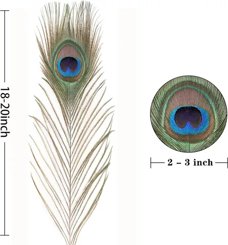 Miniatura 3 de Larryhot Plumas de pavo real artesanal a granel – 40 plumas de 18 a 20 pulgadas para manualidades, bodas, hogar y decoraciones de fiesta
