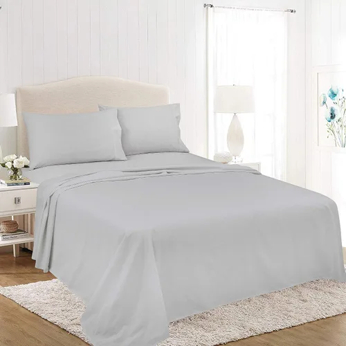 Miniatura 6 de ROYALE LINENS Soft Home - Juego de sábanas de percal cepillado ultrasuave, 100% algodón, 4 piezas, tamaño Queen, color blanco