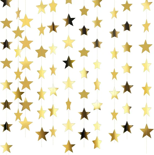 Miniatura 34 de Patelai Guirnalda de estrellas con purpurina 2026, decoración de graduación de 130 pies, pancarta colgante de estrella para fiesta, cumpleaños