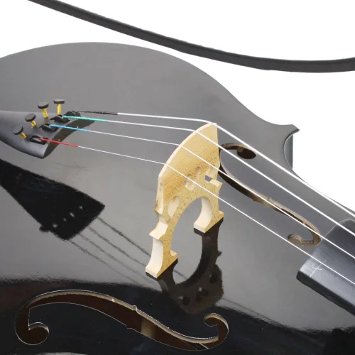 Miniatura 5 de Kit de violonchelo de madera maciza con estuche, arco y puente de colofonia, instrumento musical para principiantes, niños y adultos (4/4, negro)