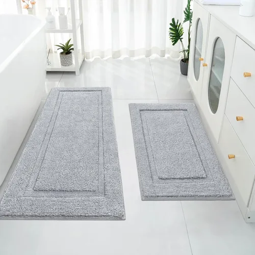 Miniatura 8 de SHACOS Alfombras de baño pequeñas súper suaves de 16x24 pulgadas antideslizantes lavables, tapetes de baño de microfibra para piso de baño, bañera