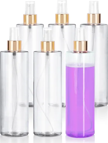 Miniatura 16 de JUVITUS Botellas de plástico PET cilíndricas profesionales transparentes de 12 onzas (sin BPA) (paquete de 6, pulverizador negro de niebla fina)