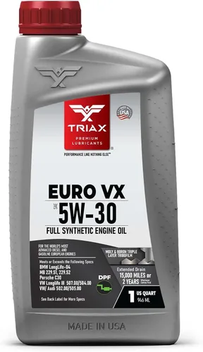 TRIAX Euro VX 5W-30 Full Synthetic Ester, compatible con VW 507.00/504.00, VW Audi 502.00, 505.01, BMW LL-04, Porsche C30, ACEA C3, Mercedes 229.51,