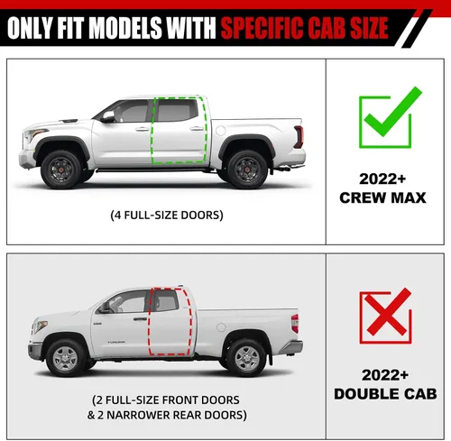 Miniatura 2 de Estribos de 6 pulgadas compatibles con Toyota Tundra Crew Max Cab 2022-2026. Estribos Toyota Tundra barras Nerf negras, escalones laterales