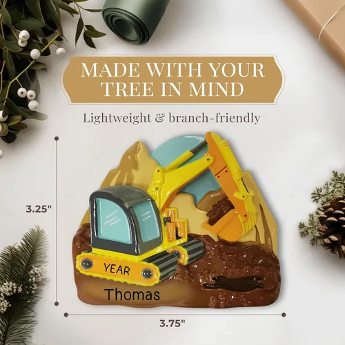 Miniatura 4 de Adorno personalizado de excavadora 2026 Adornos de Navidad personalizados con láser grabados con láser para árbol Regalo de recuerdo de vehículo