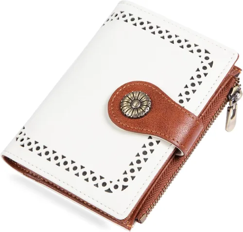 Miniatura 11 de Cartera pequeña para mujer, con bloqueo RFID, de piel suave, plegable, compacta, tarjetero para mujer, con bolsillo con cremallera, color negro