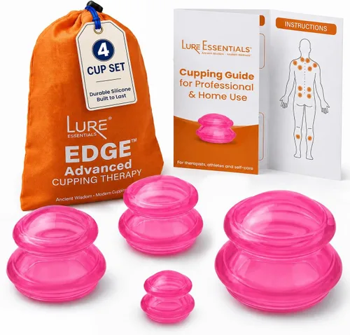 Juego de terapia de ventosas de silicona, tazas de masaje profesional para terapia de ventosas, kit de 4 tazas para masaje, liberación miofascial,