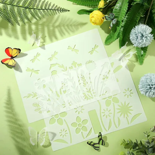 Miniatura 4 de 6 plantillas para pintar sobre madera, plantilla reutilizable para pintar con flores, abeja, mariposa, plantilla para dibujar manualidades