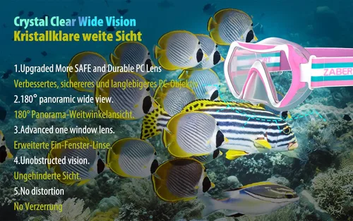 Miniatura 7 de Kids Swim Mask Goggles, Swimming Dive Snorkel Mask with Nose Cover Fabric Strap for Kids Boy Girls