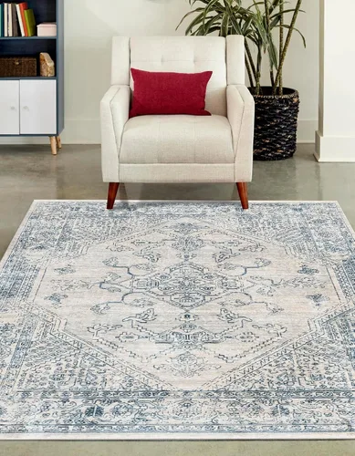 Miniatura 20 de Unique Loom Newport Collection - Alfombra de área ocre (2' x 3' 11", azul/marrón claro)