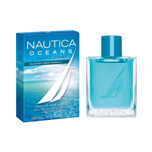 Nautica Oceans Pacific Coast Eau de Toilette de 1.6 onzas líquidas (paquete de 1), notas de manzana, ciclamen y madera de ámbar, fragancia para