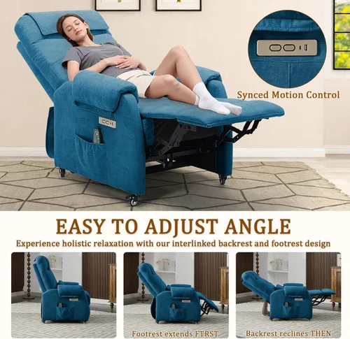 Miniatura 5 de Korser Sillón Reclinable Eléctrico para Adultos, Sillón Reclinable con Rodillos para Espacios Pequeños, Silla Eléctrica con Funciones de Masaje