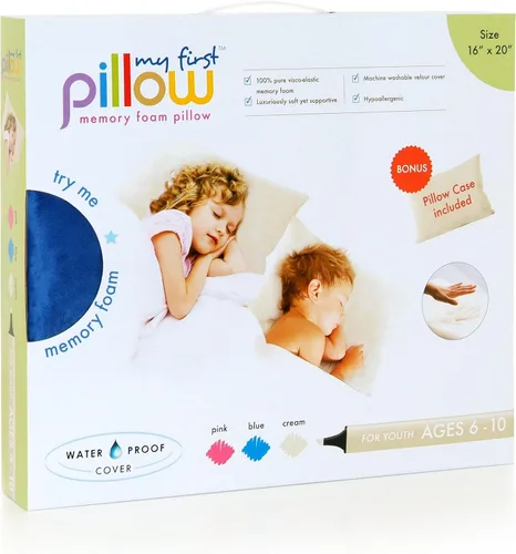 Miniatura 3 de My First Almohada juvenil de espuma viscoelástica prémium para niños, color azul