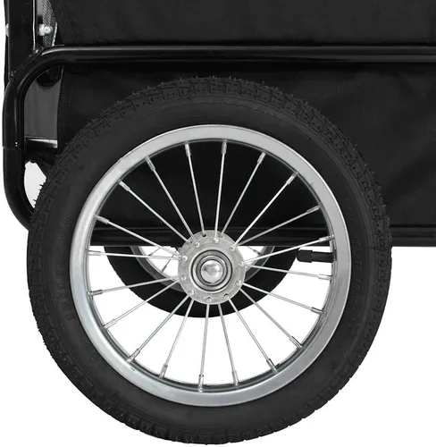 Miniatura 7 de Remolque de bicicleta para mascotas 2 en 1 y cochecito para perros pequeños, diseño rojo/negro con ruedas giratorias 360, tela Oxford duradera, base