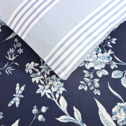 Miniatura 5 de Laura Ashley - Juego de edredón tamaño King, juego de ropa de cama reversible de algodón, incluye fundas a juego con fundas europeas y fundas
