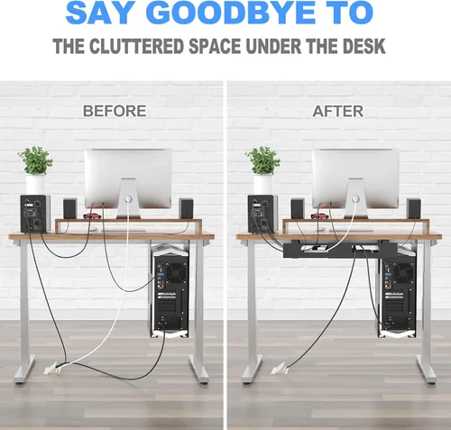 Miniatura 7 de Organizador de cables para debajo del escritorio, organizador de cables ajustable grande debajo de la mesa, organizador de cables para escritorio