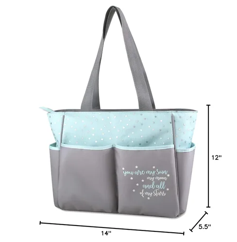 Miniatura 7 de Baby Essentials Juego de 5 bolsas para pañales con sol, luna y estrellas, bolsillo para toallitas, bolsa para pañales sucios, cambiador Gris/ agua