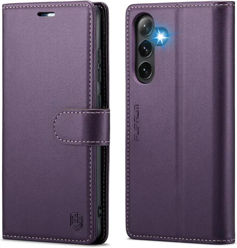 FLIPALM Funda con cartera para Samsung Galaxy S25 FE, soporte para tarjeta de crédito con bloqueo RFID, cubierta protectora a prueba de golpes con