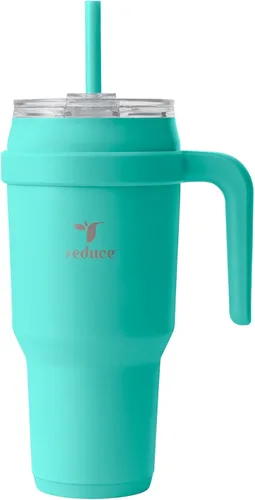 Miniatura 20 de Reduce Vaso de acero inoxidable de 50 onzas con asa, doble pared aislada al vacío, taza de viaje, tapa a prueba de sudor y popote reutilizable