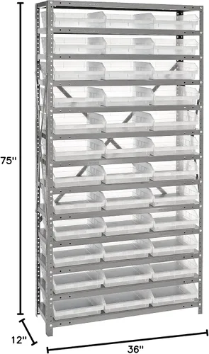 Miniatura 411 de Quantum QSBU-245BK Heavy Duty Shelving Unit with (7) Shelves and (24) QUS245 Black Bins for Garage Warehouse Storage Distribution 400 lb Load