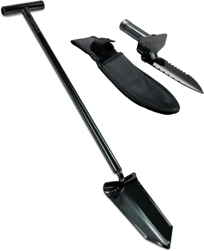 Miniatura 10 de TerraX Master Digger - Pala con mango en T de raíz/césped de 34 pulgadas y excavadora de mano de doble dentada con funda para cinturón, paisajismo