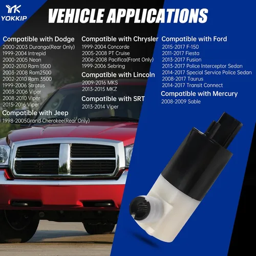 Miniatura 3 de Bomba de limpiaparabrisas - Reemplazo para Ford 2015-2017 F-150, motor de limpiaparabrisas con bridas OEM # 55077241AA, 05103452AA, 05011807AB