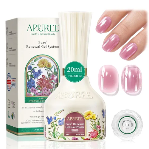 Miniatura 20 de APUREE Esmalte de uñas de gel fortalecedor: ámbar traslúcido Certificado USDA de base biológica Calidad de salón libre de HEMA Esmalte de gel