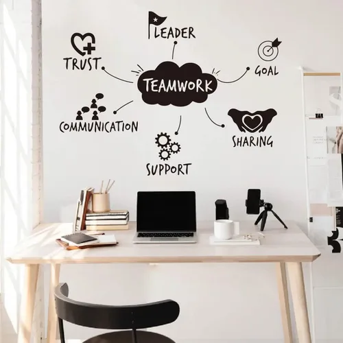 Adhesivo de pared con cualidades de trabajo en equipo, calcomanías inspiradoras para oficina, decoración de trabajo en equipo, removible, sala de