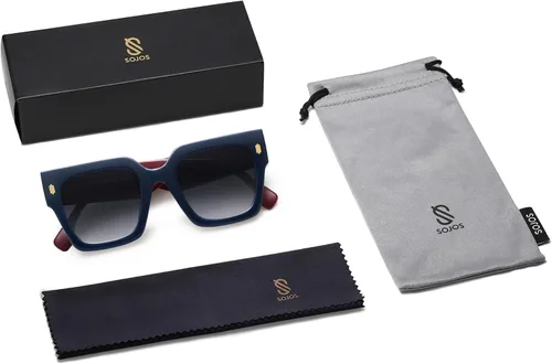 Miniatura 18 de SOJOS Gafas de sol cuadradas vintage de gran tamaño para mujer, estilo retro, de lujo, grandes, UV400 SJ2194