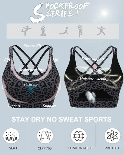 Miniatura 45 de Brasieres deportivos para mujer, con relleno, tipo camiseta sin mangas, sexis, con espalda cruzada, de alto impacto, largos, ideales para practicar