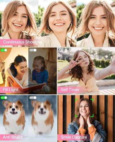 Miniatura 6 de Cámara digital, cámara de videoblogs 4K para YouTube con cámaras de enfoque automático para fotografía con zoom digital 16X, cámara digital compacta