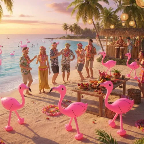 Miniatura 9 de Yaomiao 6 piezas de decoración de fiesta de flamencos en la piscina, 22 pulgadas, inflables de flamencos rosados, juguetes para cumpleaños de Luau