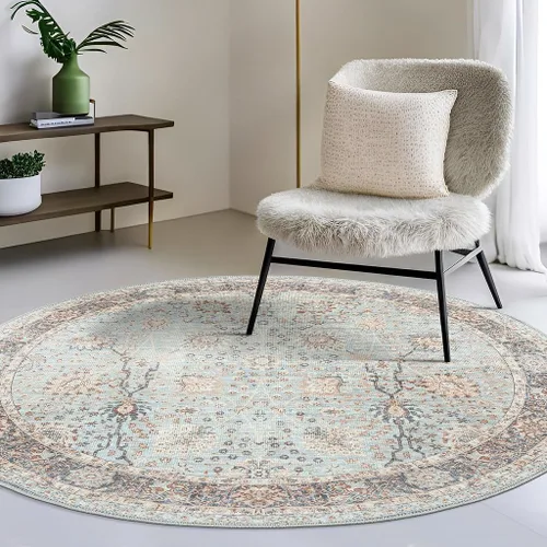 Miniatura 43 de GLN Rugs Traditional Collection - Alfombra de felpilla lavable a máquina, tradicional lavable, antideslizante, alfombra de felpilla de pelo corto