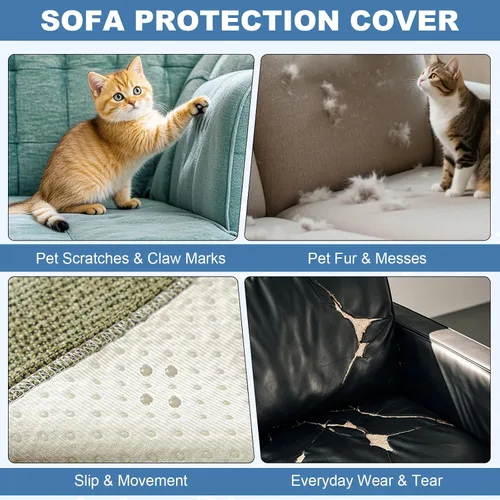 Miniatura 174 de STACYPIK Funda de sofá gris impermeable para perros, funda de sofá antideslizante para sofá de 3 cojines, funda seccional lavable para forma de L