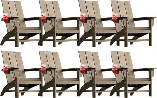 Miniatura 18 de Silla Adirondack moderna, sillas de patio de plástico HDPE para todo tipo de clima, silla para hoguera, sillas de césped al aire libre para terraza