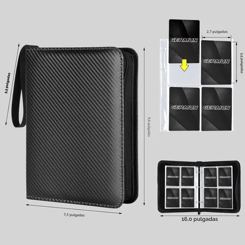 Miniatura 2 de GERMUN Carpeta de 4 bolsillos para tarjetas, carpeta premium con cierre de tarjeta coleccionable, carpeta de colección de 400 bolsillos doble cara 4