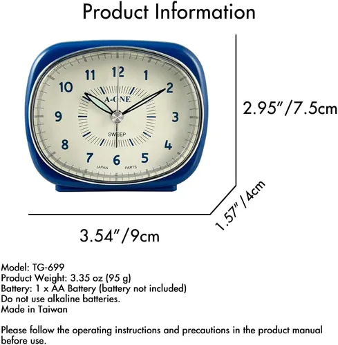 Miniatura 5 de Reloj despertador silencioso cuadrado redondo – Diseño híbrido único, sin tictac, funciona con pilas, perfecto para decoración de dormitorio