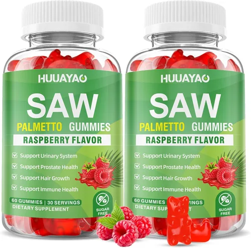 Miniatura 8 de Gomitas de palma enana americana Saw Palmetto Suplemento con aceite de semilla de calabaza, biotina, suplementos de salud para la próstata