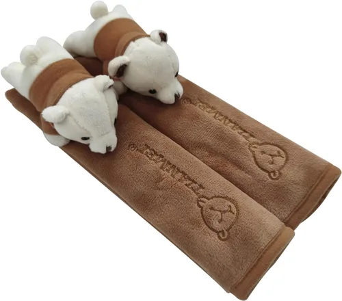 Miniatura 13 de Tianmei 2 piezas con diseño de muñeca de dibujos animados linda para funda de cinturón de seguridad de coche, almohadilla para la correa del hombro