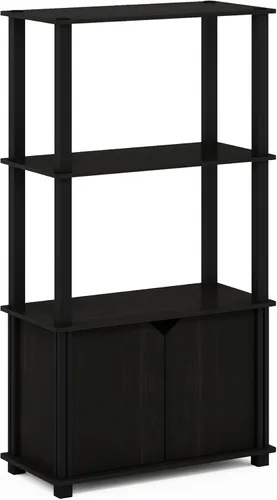 Miniatura 5 de Furinno Brahms - Estantería/Librero/Estante de exhibición/Rack de exhibición multiusos de 4 niveles con puerta, color espresso/negro