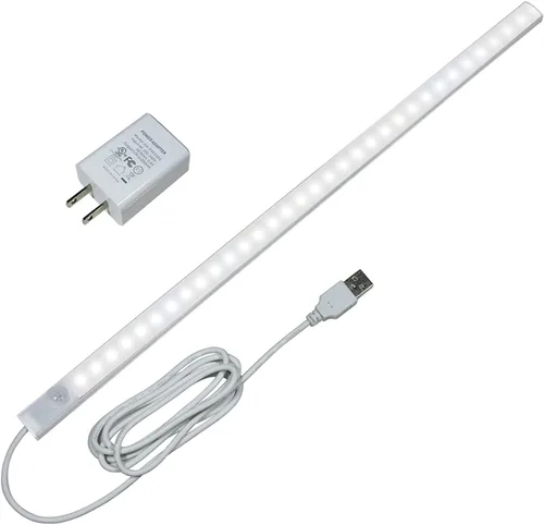 Luz LED con sensor de movimiento debajo del gabinete, Barra de luz LED enchufable USB de 17 pulgadas para armario, Luz nocturna debajo del mostrador