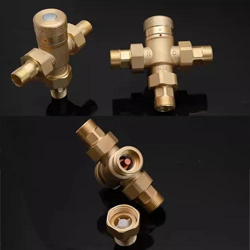 Miniatura 6 de Thermostatic Mixing Valve, Thermostatic Water Valve, Solid Brass, with Celsius Scale Mark, Removable Interface Design, Built-in Checks, for