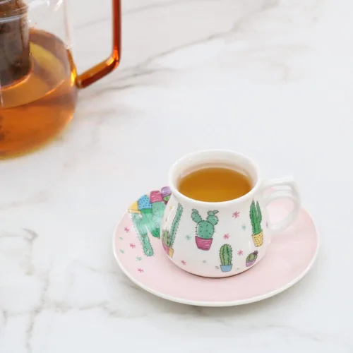 Miniatura 2 de GuangYang Juego de 6 tazas de espresso de 2.5 onzas, lindo patrón de cactus