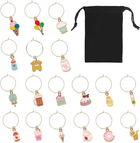 Dijes para copas de vino para baby shower, dijes de vino para copas de tallo, anillos de copa de vino, divertidos marcadores de bebidas,