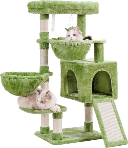 Miniatura 12 de Hey-brother - Árbol gótico para gatos, torre para gatos de interior, casa para gatos con cama acolchada grande, acogedor condominio, hamacas, postes