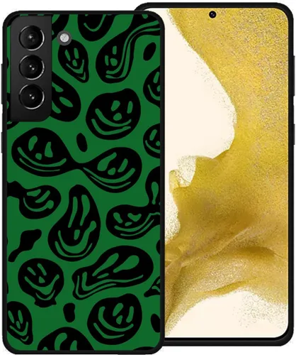 Miniatura 13 de Funda de teléfono para Samsung Galaxy S22 5G, rosa pastel y blanco, divertida sonrisa trippy derretida hippie sonriente calavera fantasma cara linda