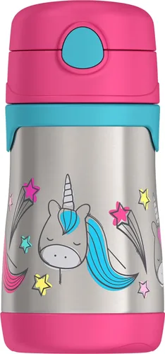 Miniatura 20 de Thermos Bebé 10 oz. Botella de acero inoxidable con popote emergente, coches