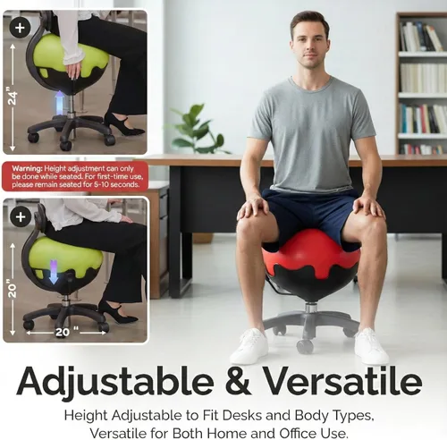Miniatura 3 de Aeromat Elite - Silla de pelota de yoga para oficina y hogar, capacidad de 250 libras, silla de escritorio ergonómica con ruedas bloqueables, altura